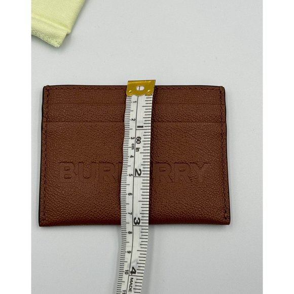 Burberry Sandon Card Case Wallet Embossed Logo Tan Leather - Picture 9 of 10